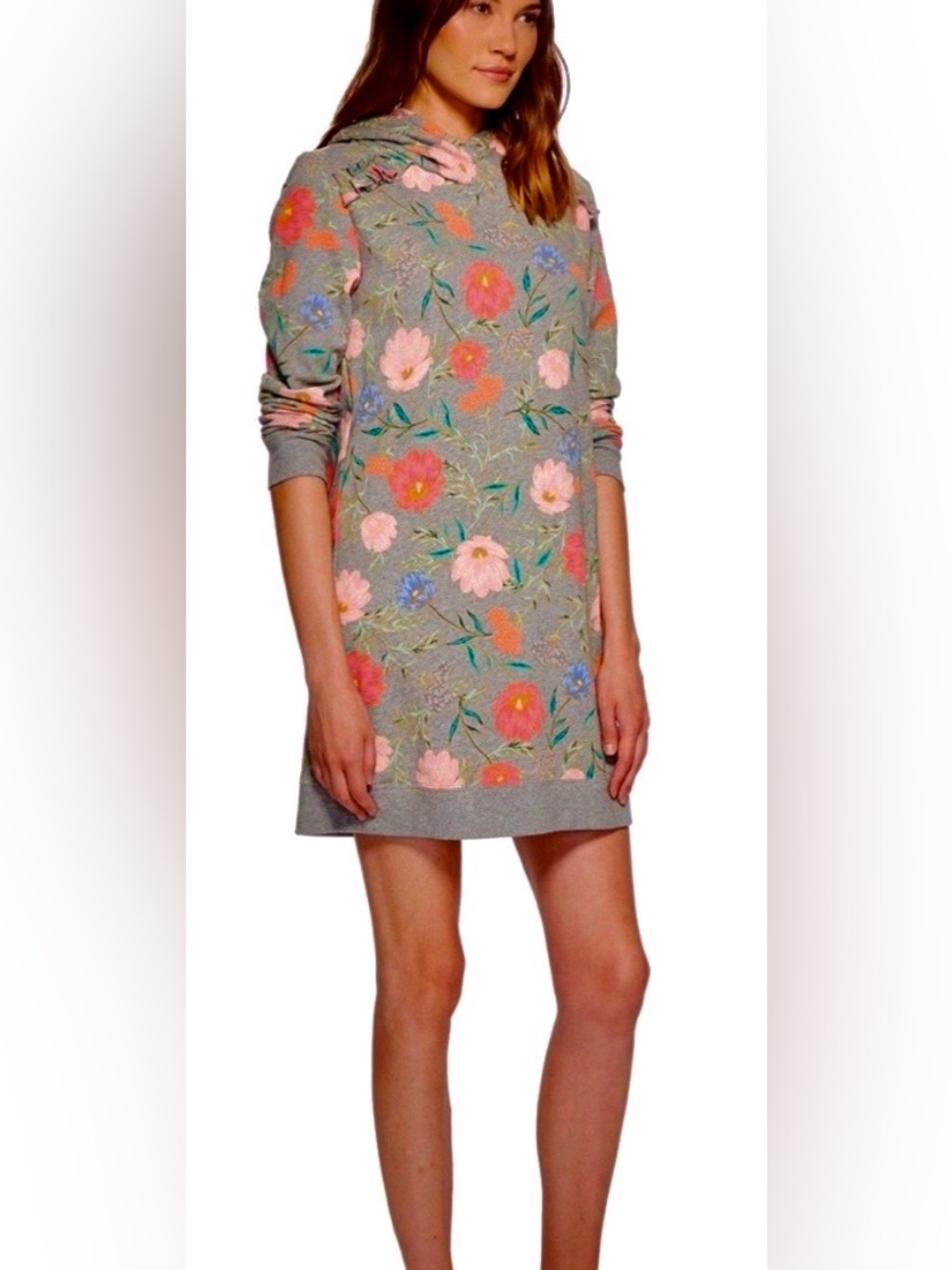 KATE SPADE BLOSSOM HOODED SWEATSHIRT DRESS